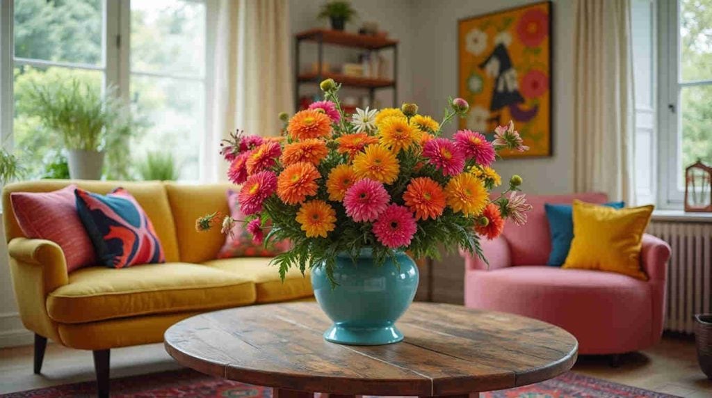 تزئین خانه با گل داوودی