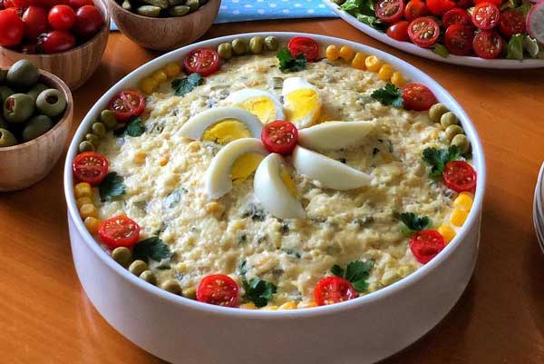 سالاد الویه با کالباس برای 20 نفر