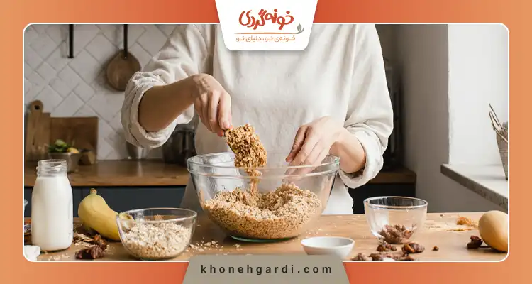 طرز تهیه کیک رژیمی با جو دوسر و کره بادام زمینی
