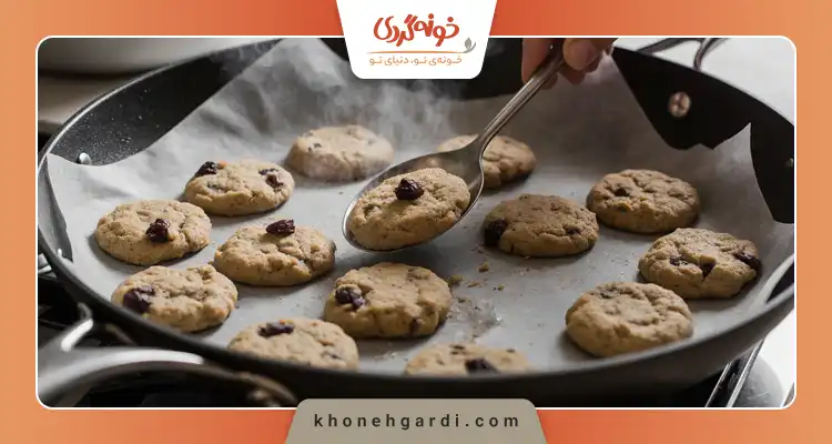طرز تهیه ی کوکی گردویی کشمشی بدون فر