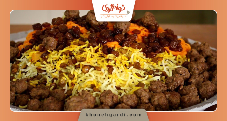 طرز تهیه عدس پلو با گوشت چرخ کرده و رب