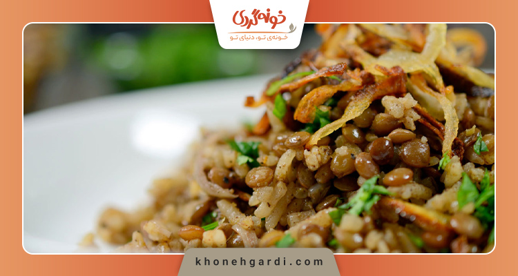 طرز تهیه عدس پلو با گوشت چرخ کرده و رب