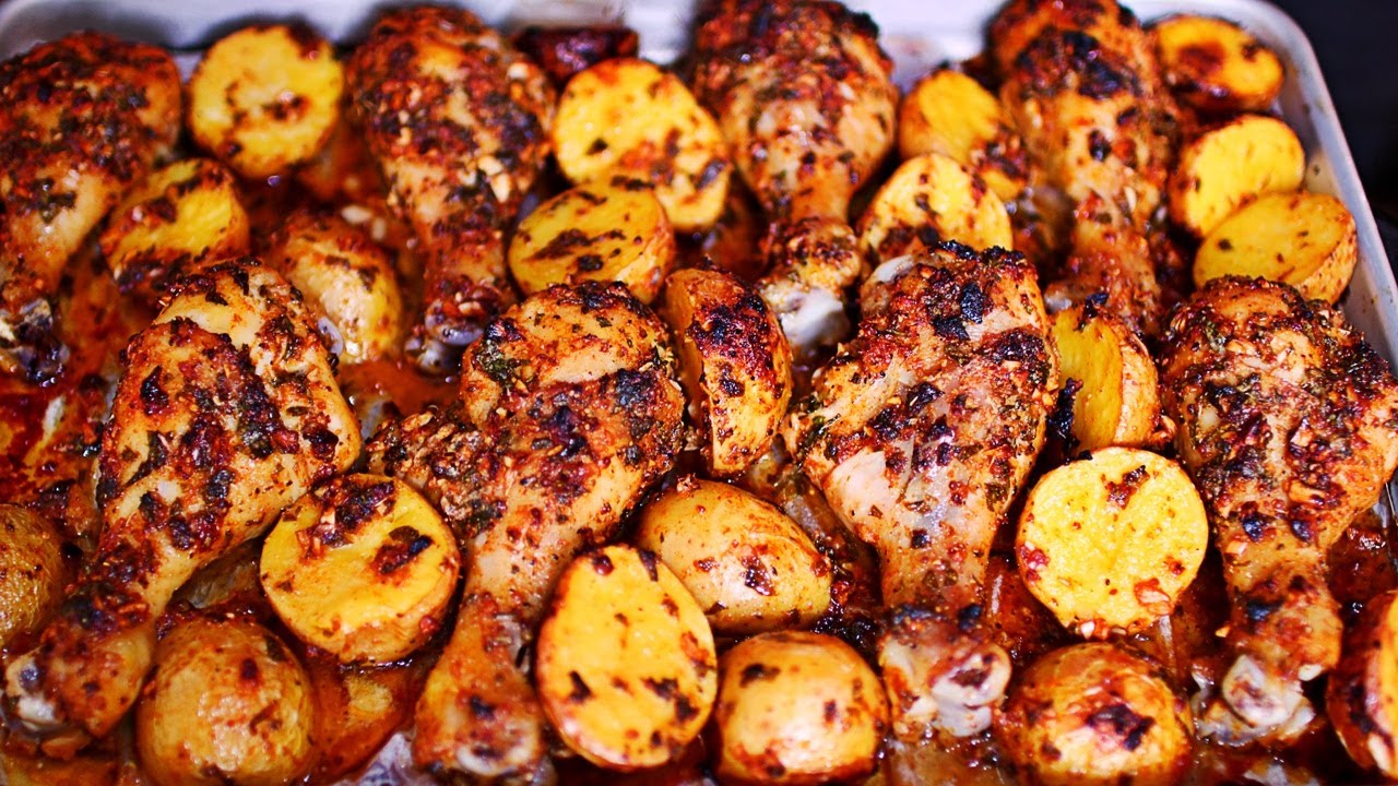 خوراک مرغ و سیب زمینی با رب گوجه