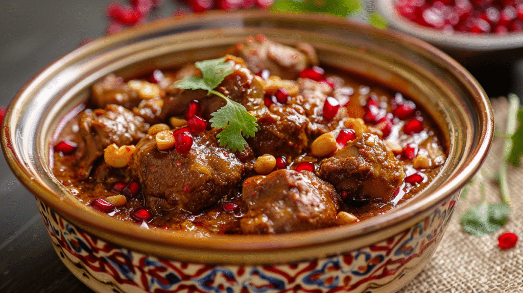 طرز تهیه فسنجون مرغ با رب انار